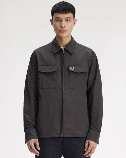 Fred Perry Mens Zip Overshirt - Anchor Grey Y93
