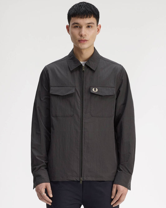 Fred Perry Mens Zip Overshirt - Anchor Grey Y93