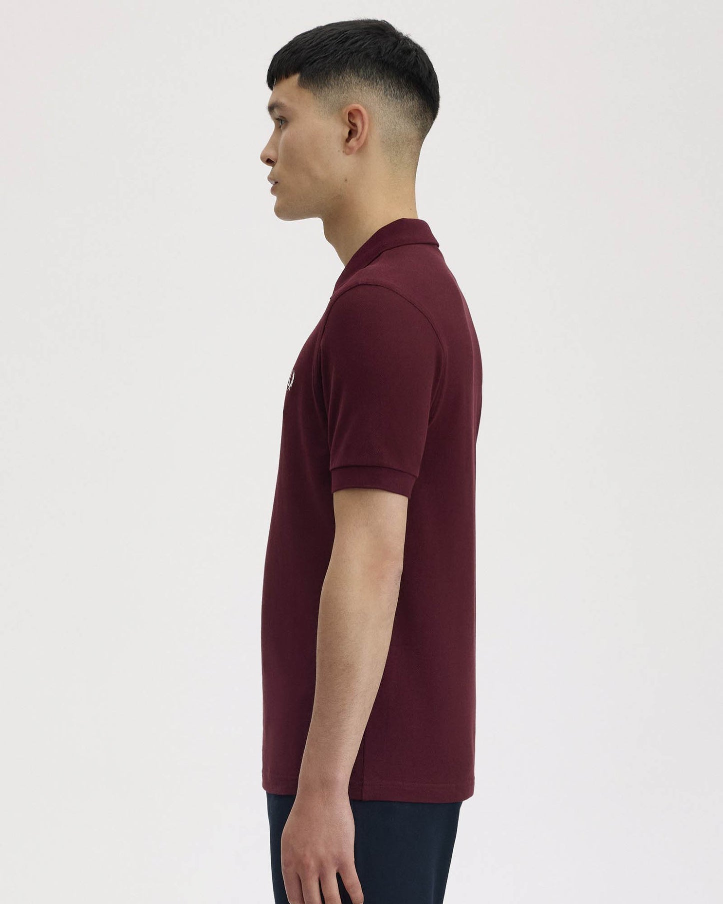 Fred Perry Mens Plain Signature Polo Shirt - Oxblood/Ecru 597 | CHO | Designer Mens Short Sleeve Polo Shirts