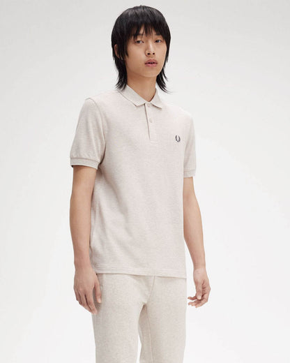 Fred Perry Mens Plain Signature Polo Shirt - Porridge Marl/Anchor Grey W50