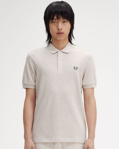 Fred Perry Mens Plain Signature Polo Shirt - Porridge Marl/Anchor Grey W50