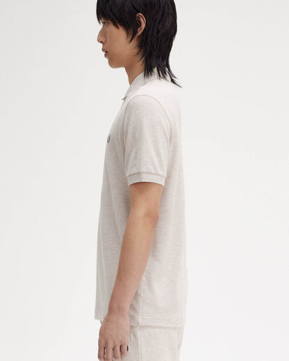 Fred Perry Mens Plain Signature Polo Shirt - Porridge Marl/Anchor Grey W50