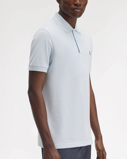 Fred Perry Mens Plain Signature Polo Shirt - Light Ice/Tennis Blue Y79