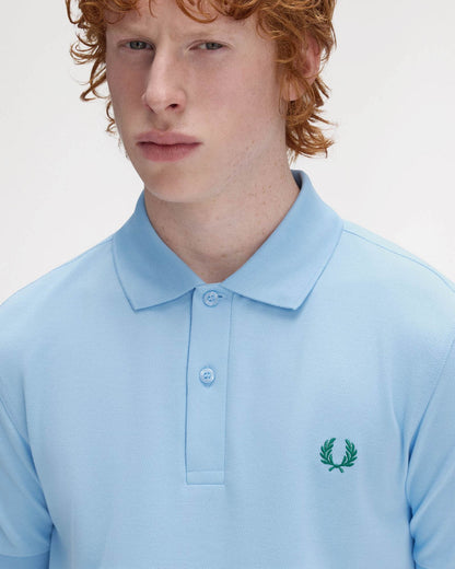 Fred Perry Mens Plain Signature Polo Shirt - Track Blue/Sport Green Z64