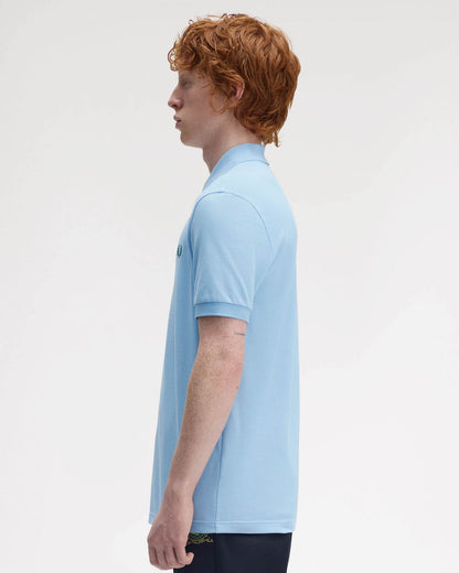 Fred Perry Mens Plain Signature Polo Shirt - Track Blue/Sport Green Z64