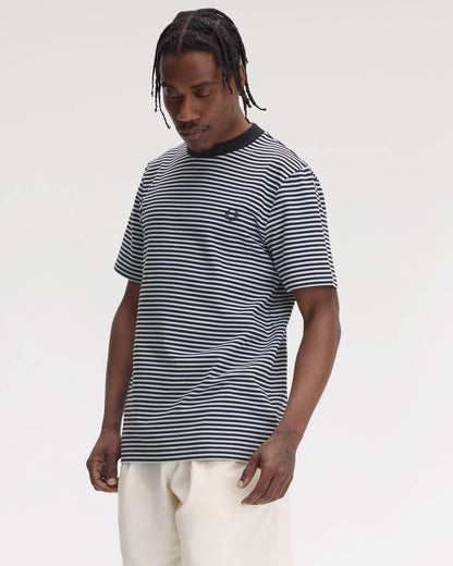 Fred Perry Mens Fine Stripe Heavyweight T-Shirt - Navy 608