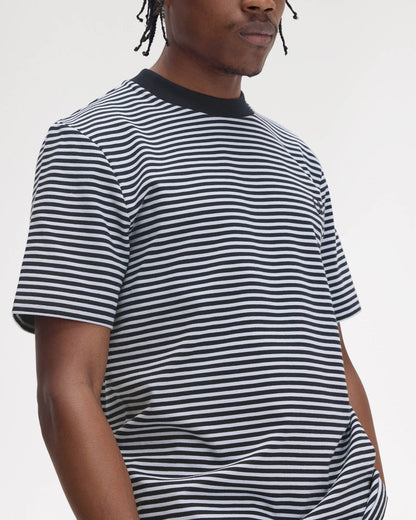 Fred Perry Mens Fine Stripe Heavyweight T-Shirt - Navy 608
