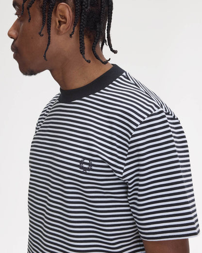 Fred Perry Mens Fine Stripe Heavyweight T-Shirt - Navy 608