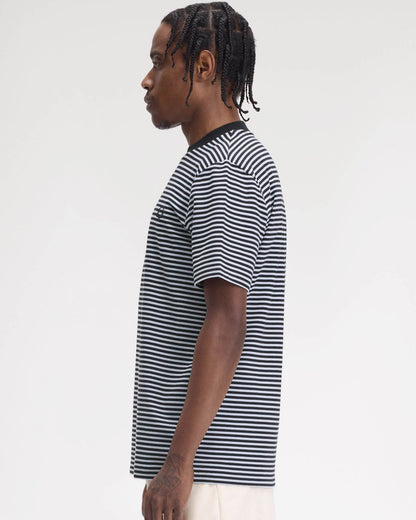 Fred Perry Mens Fine Stripe Heavyweight T-Shirt - Navy 608