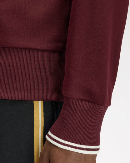 Fred Perry Mens Crew Neck Sweatshirt - Oxblood/Ecru 64A | CHO | Designer Mens Sweatshirts