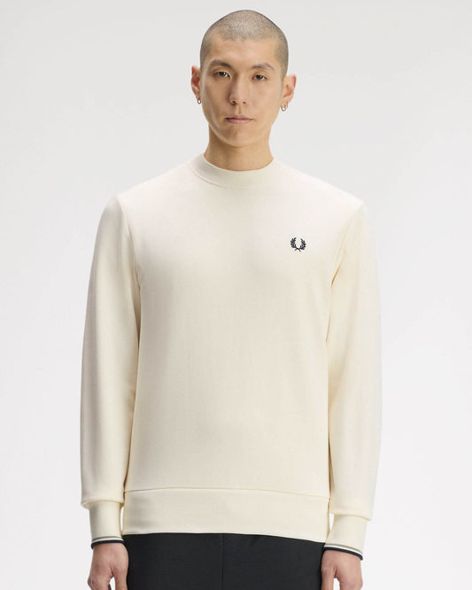 Fred Perry Mens Crew Neck Sweatshirt - Ecru/Seagrass/Dark Airforce 68C front