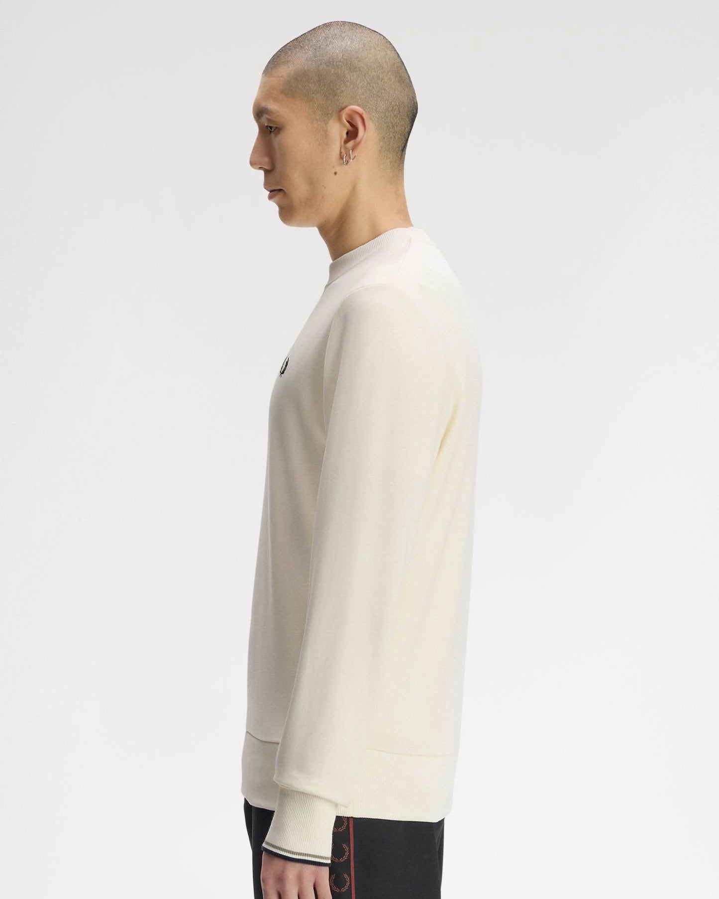 Fred Perry Mens Crew Neck Sweatshirt - Ecru/Seagrass/Dark Airforce 68C side