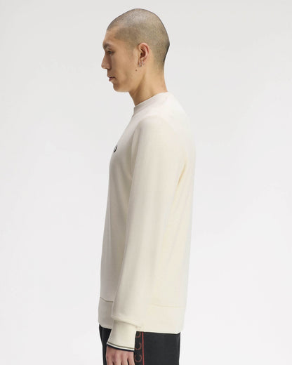 Fred Perry Mens Crew Neck Sweatshirt - Ecru/Seagrass/Dark Airforce 68C side