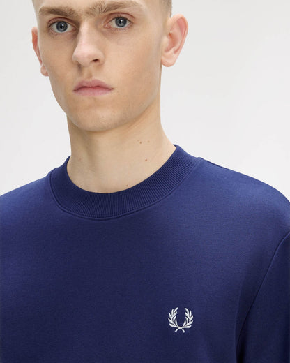 Fred Perry Mens Crew Neck Sweatshirt - French Navy/Dusky Blue/Dusky Blue 93B | CHO | Designer Mens Sweatshirts
