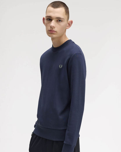 Fred Perry Mens Crew Neck Sweatshirt - Dark Airforce/Light Ice/Bayleaf Z47