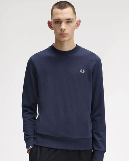 Fred Perry Mens Crew Neck Sweatshirt - Dark Airforce/Light Ice/Bayleaf Z47