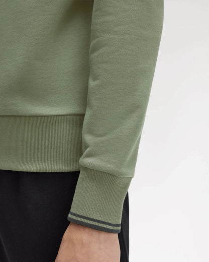 Fred Perry Mens Crew Neck Sweatshirt - Laurel Wreath Green/Black/Black Z50