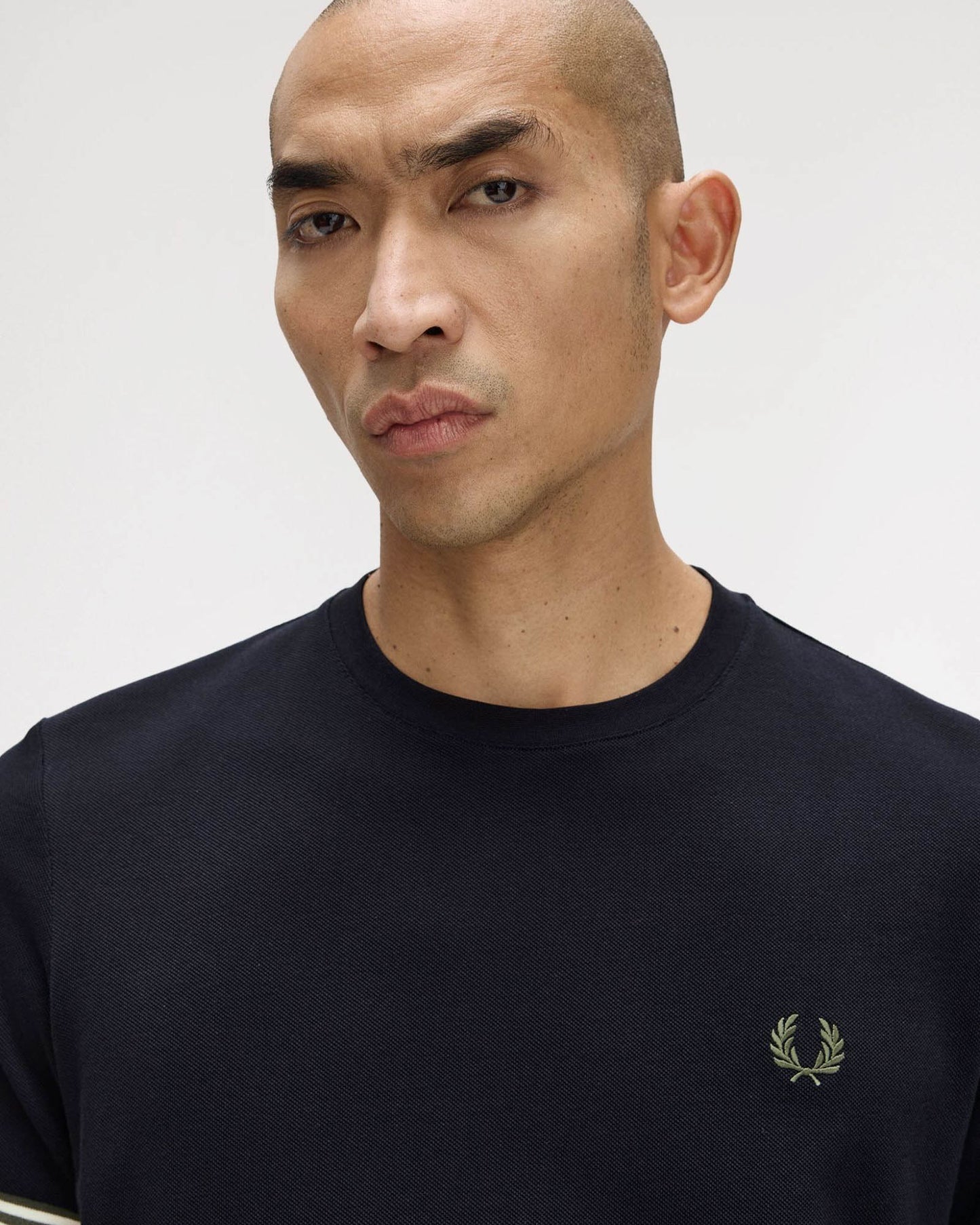 Fred Perry Mens Striped Cuff T-Shirt - Black 184