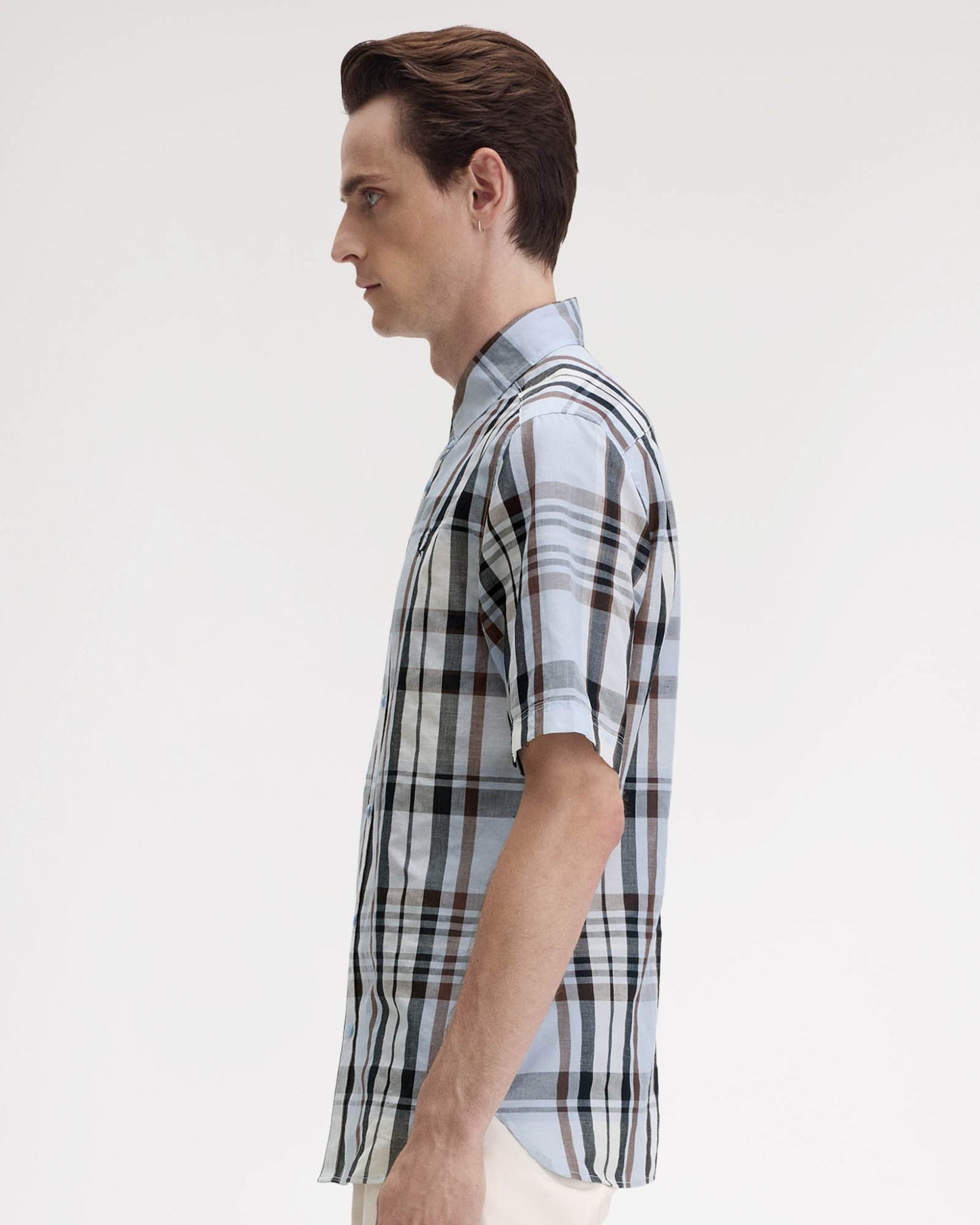 Fred Perry Mens Short Sleeve Madras Check Shirt Light Smoke 353