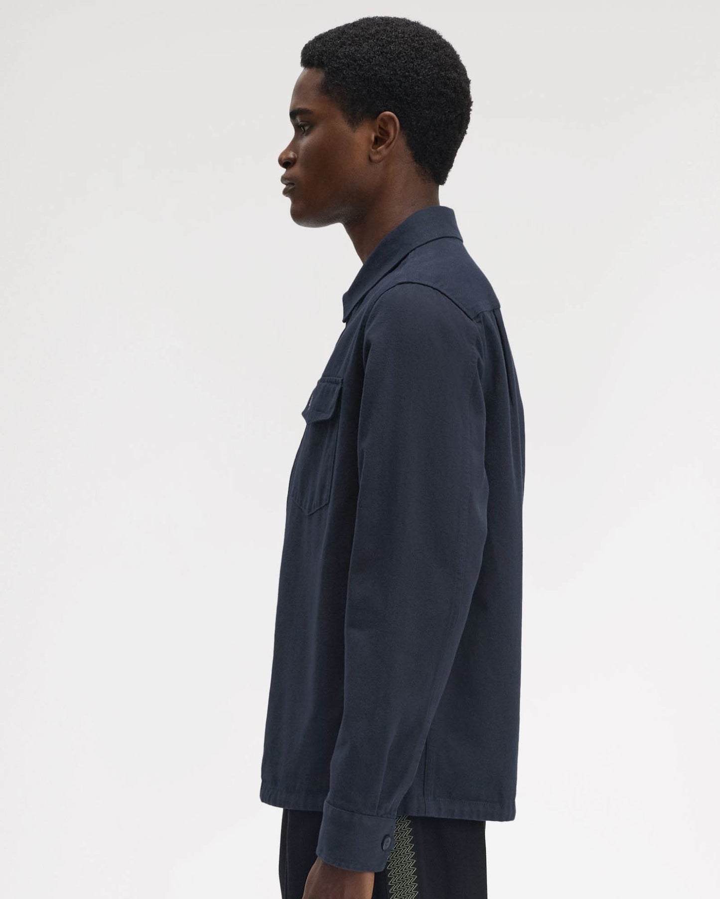 Fred Perry Mens Twill Zip Through Overshirt - Navy 608