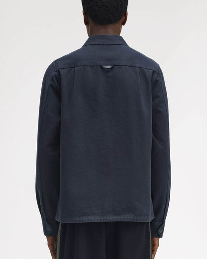 Fred Perry Mens Twill Zip Through Overshirt - Navy 608
