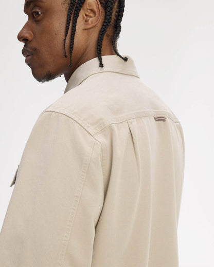Fred Perry Mens Twill Zip Through Overshirt - Warm Oat Z19