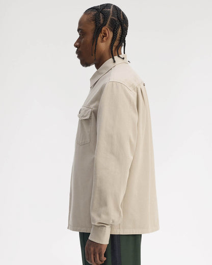 Fred Perry Mens Twill Zip Through Overshirt - Warm Oat Z19