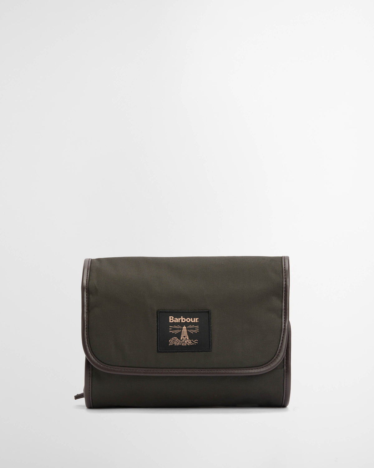 Barbour Wax Hanging Mens Washbag - Olive/Beacon | CHO | Designer Mens Toiletry Bags