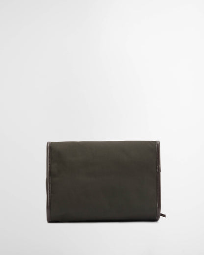 Barbour Wax Hanging Mens Washbag - Olive/Beacon | CHO | Designer Mens Toiletry Bags