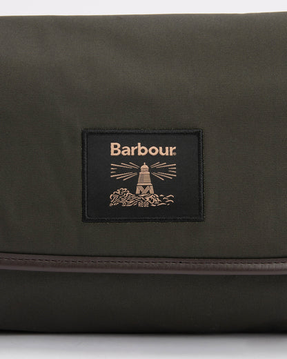 Barbour Wax Hanging Mens Washbag - Olive/Beacon | CHO | Designer Mens Toiletry Bags