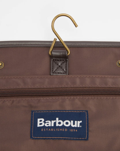 Barbour Wax Hanging Mens Washbag - Olive/Beacon | CHO | Designer Mens Toiletry Bags