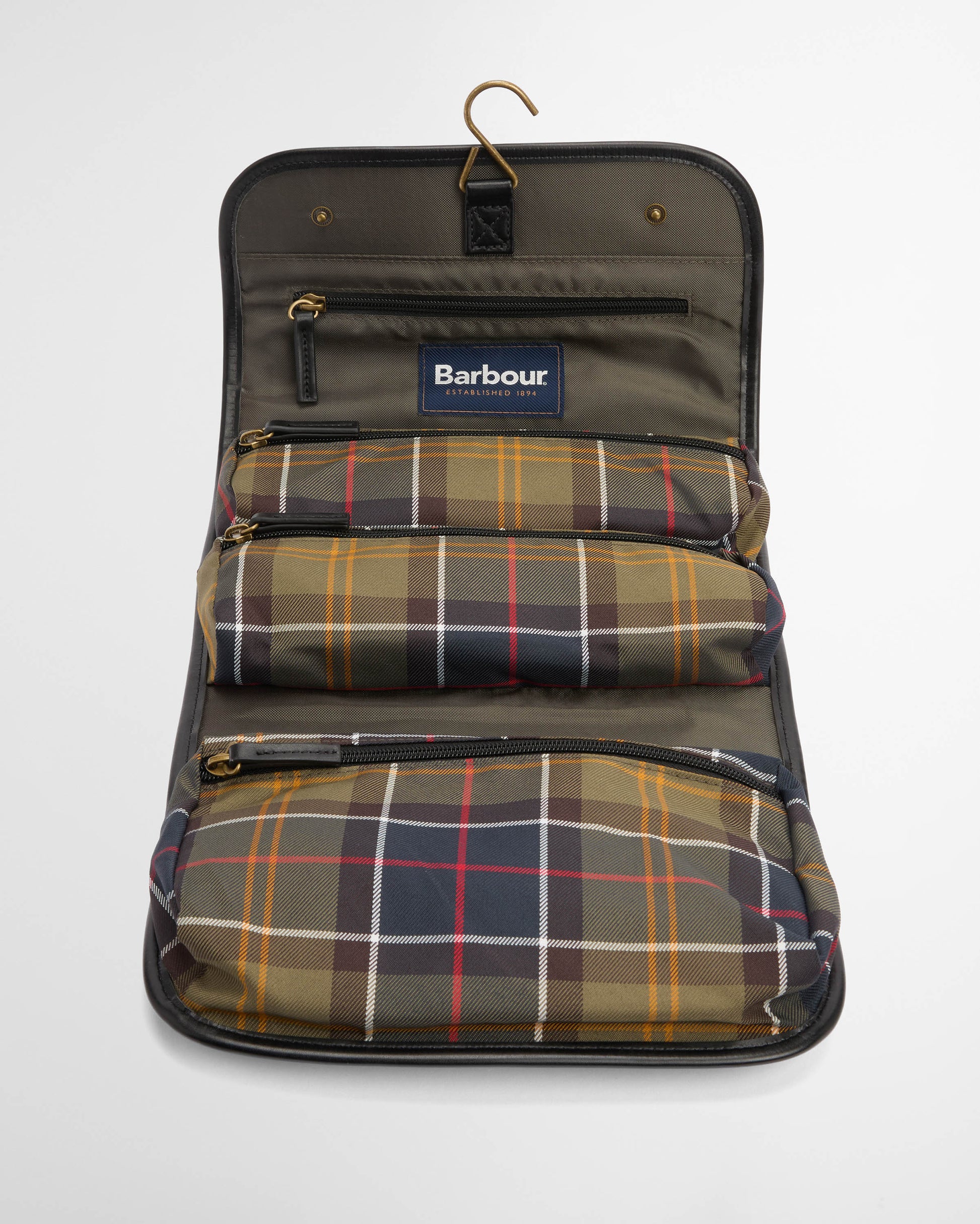 Barbour Tartan Hanging Mens Washbag - Classic/Beacon | CHO | Designer Mens Toiletry Bags
