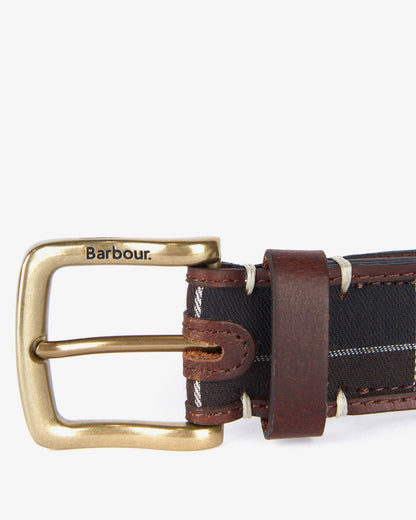 Barbour Mens Tartan/Leather Belt - Brown