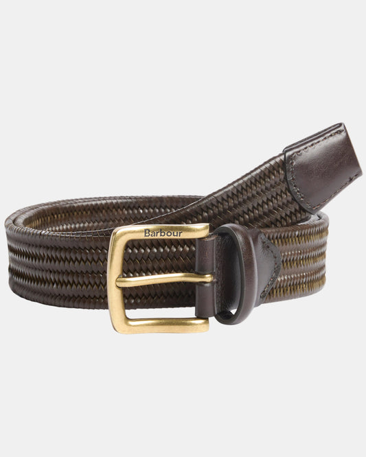 Barbour Mens Stretch Belt - Dark Olive | CHO | Designer Mens Belts