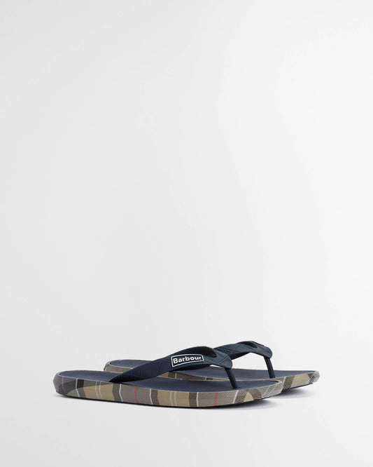 Barbour Oakdale Mens Flip Flops - Navy/Dress Tartan | CHO | Designer Mens Flip Flops