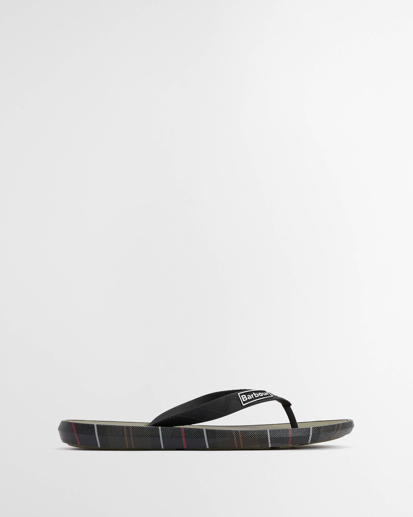 Barbour Oakdale Mens Flip Flops - Olive/Classic Tartan | CHO | Designer Mens Flip Flops