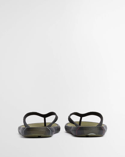 Barbour Oakdale Mens Flip Flops - Olive/Classic Tartan | CHO | Designer Mens Flip Flops