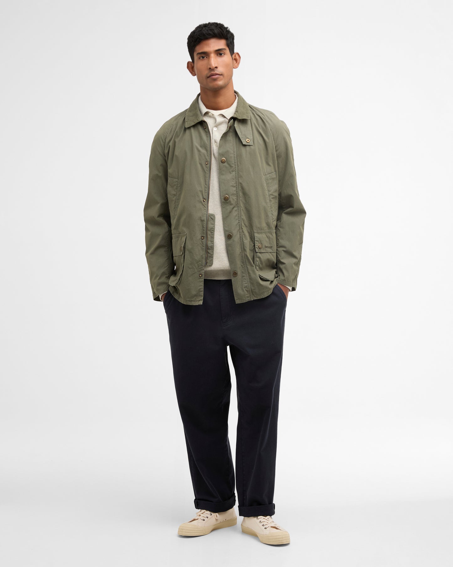 Barbour Ashby Mens Casual Jacket in Dusty Olive - Full Length