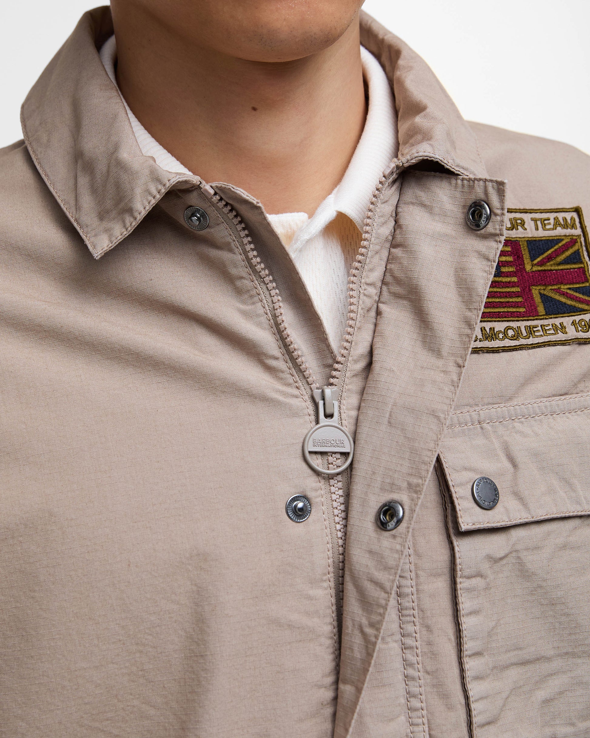 Barbour International Workers Mens Casual Jacket - Timberwolf | CHO | Designer Mens Light Jackets