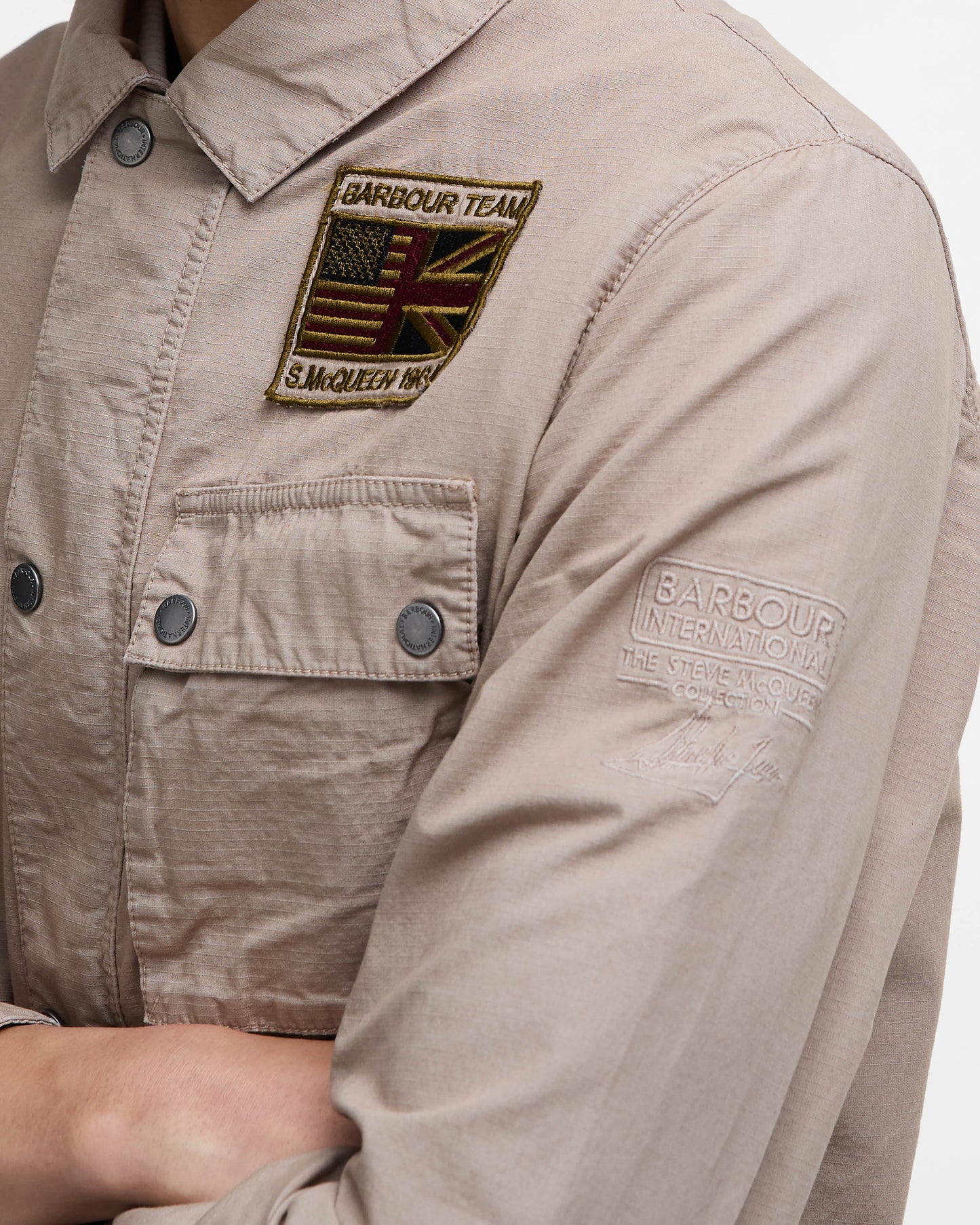 Barbour International Workers Mens Casual Jacket - Timberwolf | CHO | Designer Mens Light Jackets