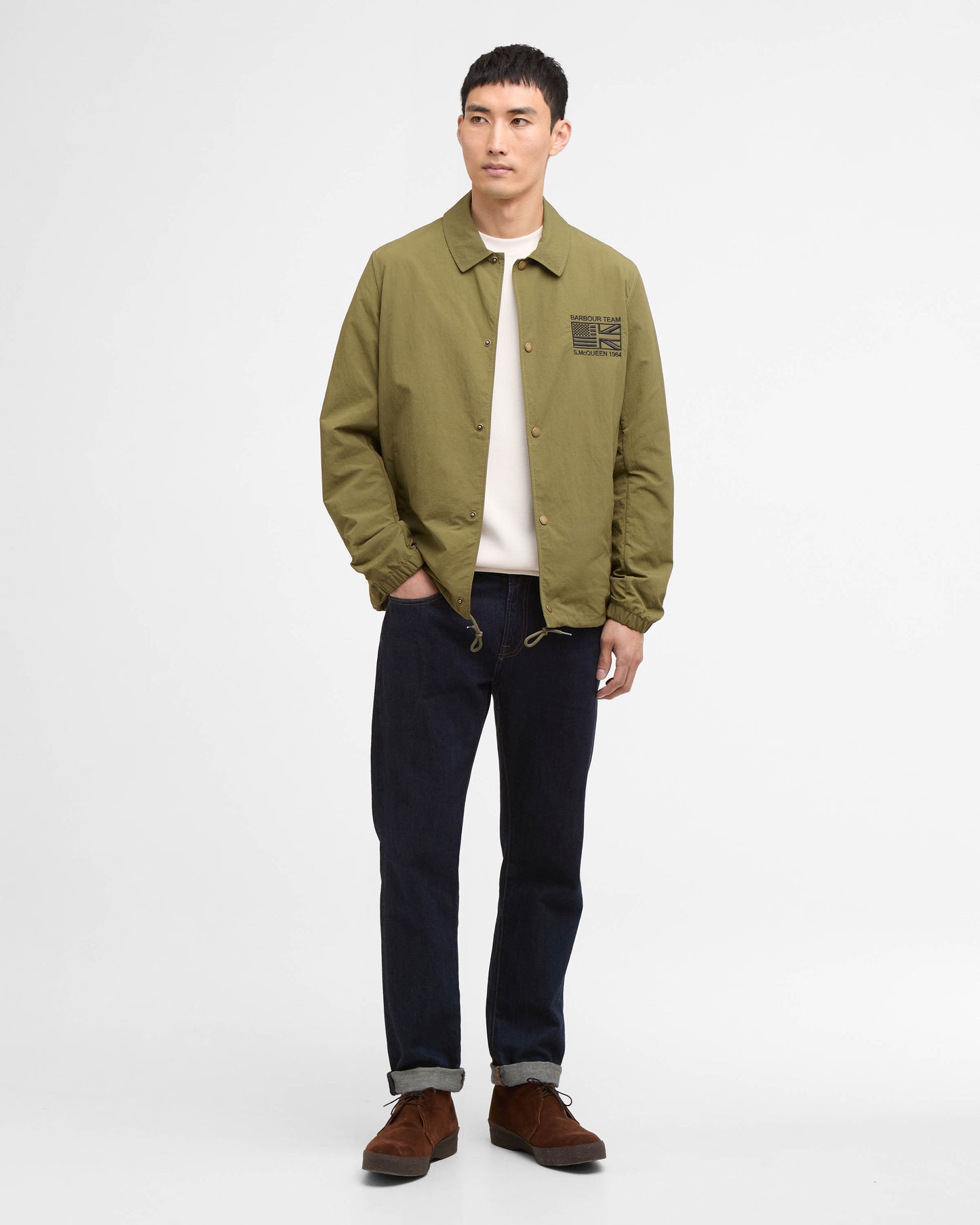 Barbour International Coach Mens Casual Jacket - Burnt Olive | CHO | Designer Mens Casual Jackets