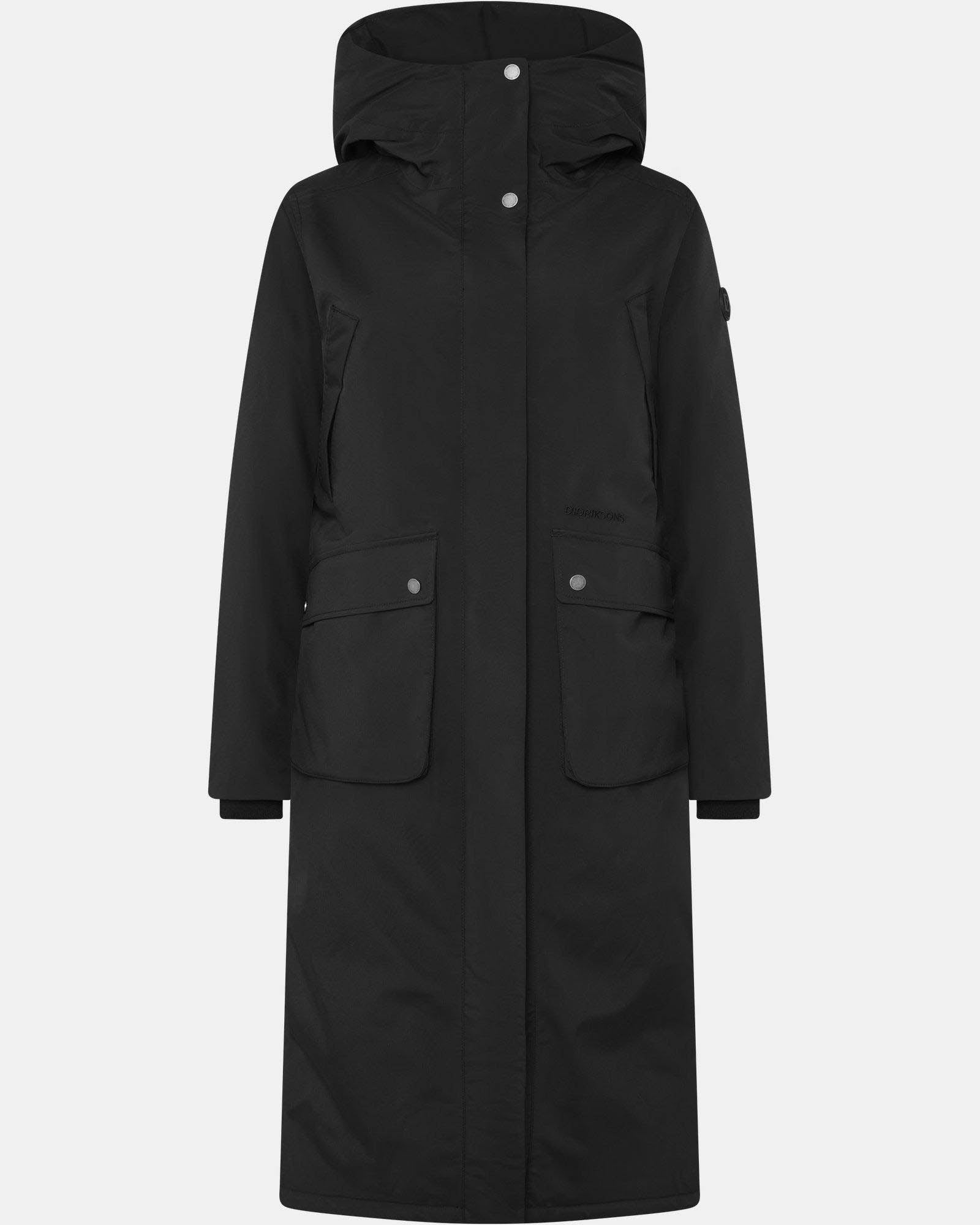 Didriksons Womens Melody Long Parka 2 - Black 060 | CHO | Designer Womens Long Parkas
