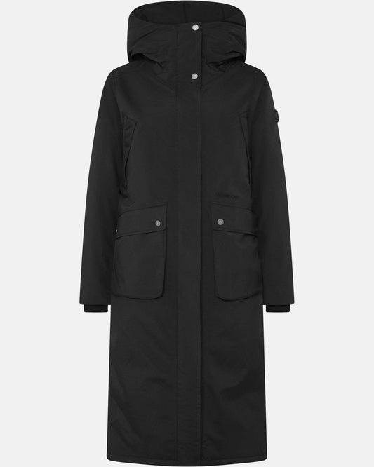 Didriksons Womens Melody Long Parka 2 - Black 060 | CHO | Designer Womens Long Parkas