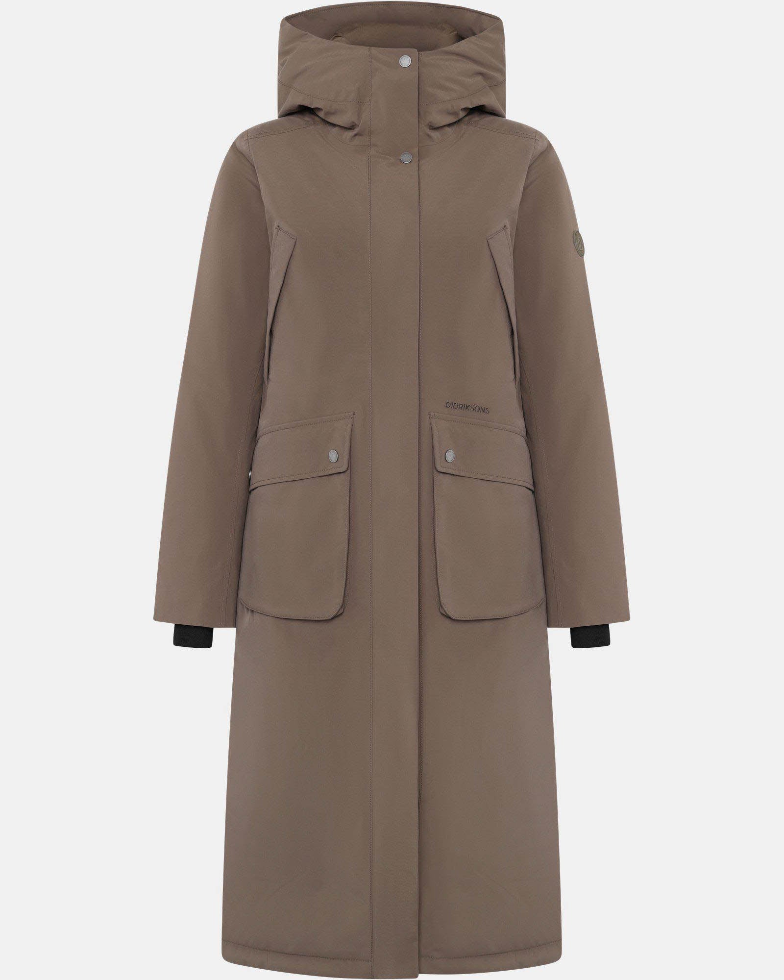Didriksons Womens Melody Long Parka 2 - Mocha Brown F07 | CHO | Designer Womens Long Parkas