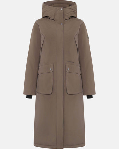 Didriksons Womens Melody Long Parka 2 - Mocha Brown F07 | CHO | Designer Womens Long Parkas
