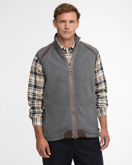 Barbour Langdale Mens Gilet - Dark Grey Marl | CHO | Designer Mens Fleece Gilets