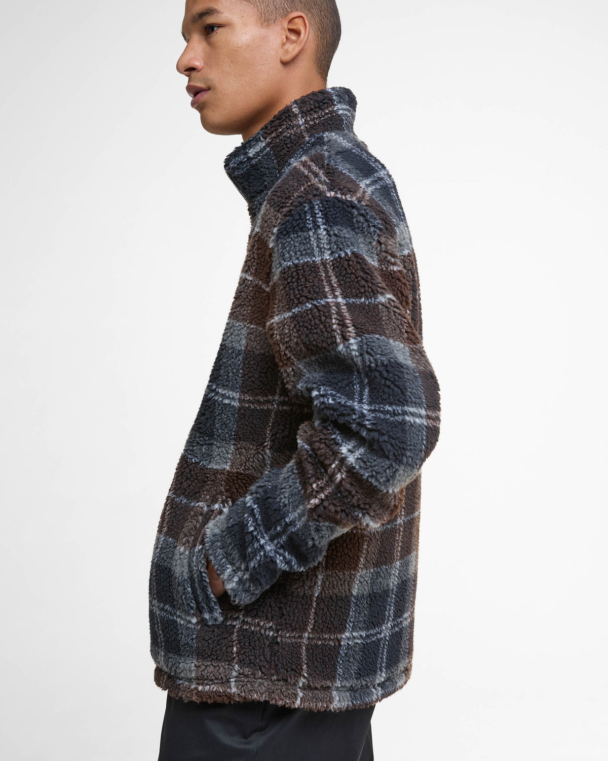 Barbour Tartan Fleece Zip Through - Midnight Oak Tartan | CHO | Designer Mens Coats & Jackets