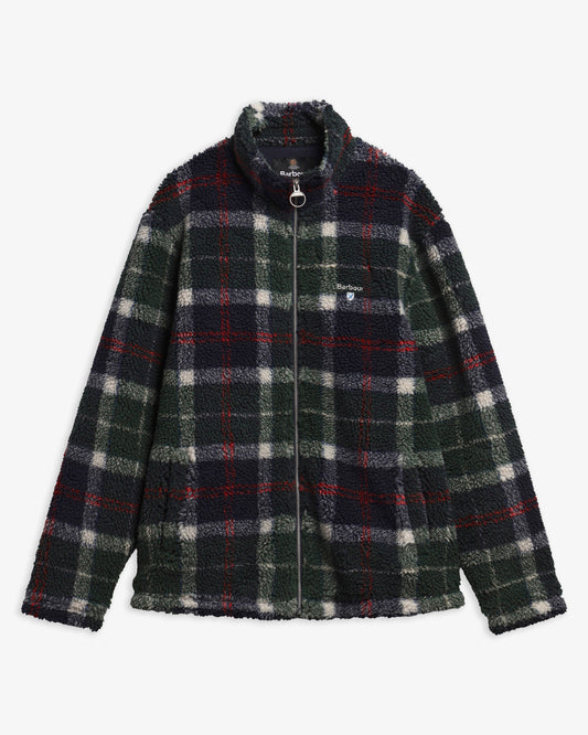 Barbour Tartan Fleece Zip Through - Evergreen Tartan | CHO | Designer Mens Padded Jackets