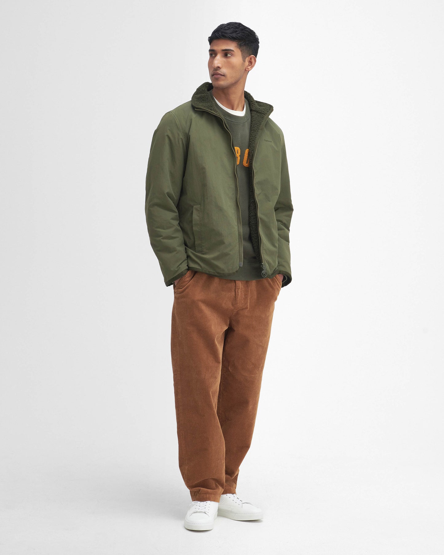 Barbour Mens Reversible Fleece Jacket - Fern | CHO | Designer Mens Fleece Jackets