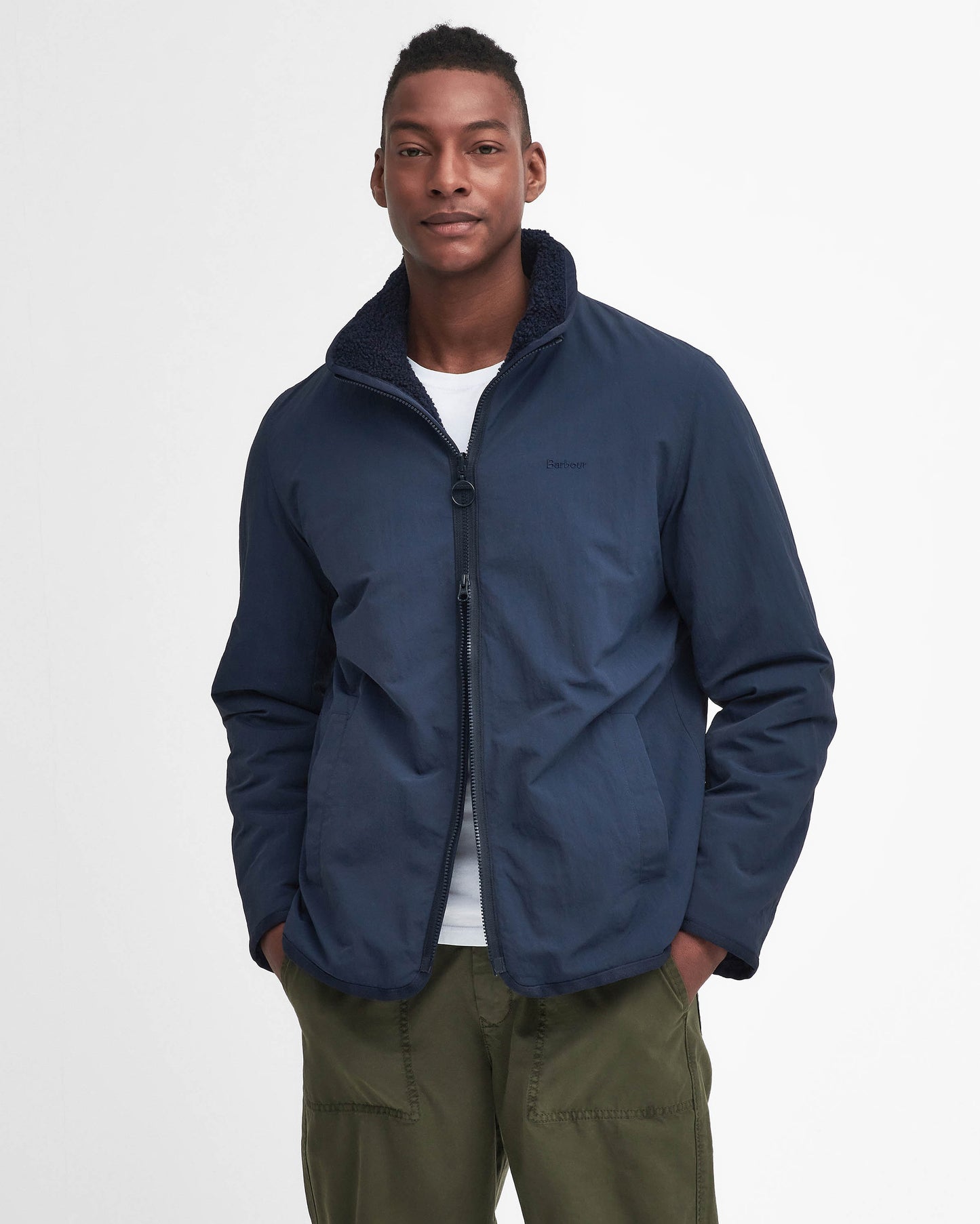 Barbour Mens Reversible Fleece Jacket - Navy | CHO | Designer Mens Fleece Jackets